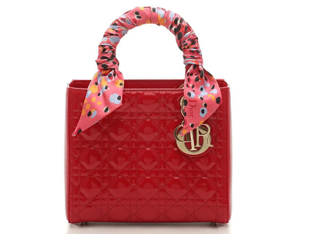 Christian Dior Lady Cannage Handbag Patent Vernis Leather AH